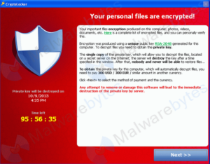 Example of a ransomware screen alert